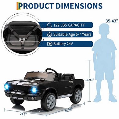 ANIXOL 24V Licensed Shelby GT350 LED Ride-On Car for Kids 2 Seater with Remote Control