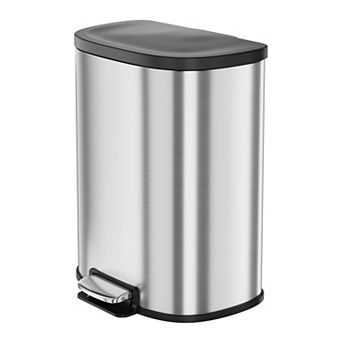 13.2 Gallon Trash Can, Stainless Steel Kitchen Trash Bin with Foot Pedal and Soft-Close Lid