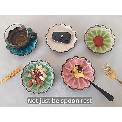 Ceramic Spoon Rest Cute Flower Utensil Rest