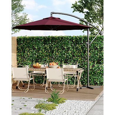10FT Rectangular Large Patio Umbrella With Solar Lights & Base Included,Crank Handle, UV Protection