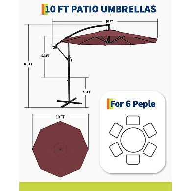 10FT Rectangular Large Patio Umbrella With Solar Lights & Base Included,Crank Handle, UV Protection