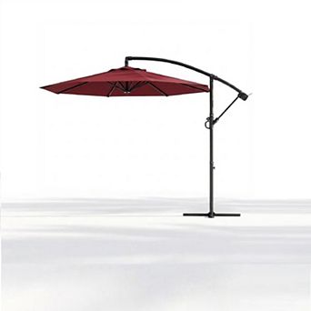 10FT Rectangular Large Patio Umbrella With Solar Lights & Base Included,Crank Handle, UV Protection
