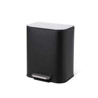 Kitchen Stainless Steel Trash Can, Garbage Can with Soft-Close Lid, Foot Pedal and Inner Bucket