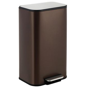 Kitchen Stainless Steel Trash Can, Garbage Can with Soft-Close Lid, Foot Pedal and Inner Bucket
