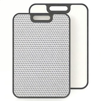 2 pc Double Sided Stainless Steel Wheat Straw Chopping Board Juice Grooves Dishwasher Safe