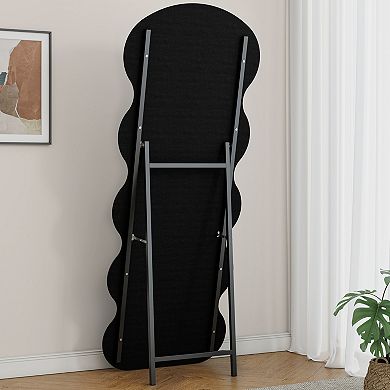 KWPZQEB Against The Wall Modern Wave Floor Mirror, Flannel