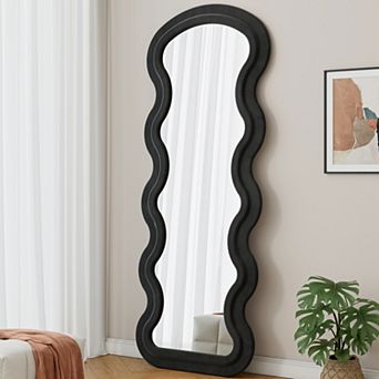 KWPZQEB Against The Wall Modern Wave Floor Mirror, Flannel
