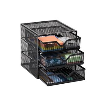Black Mesh 6.25" Desk Drawer Organizer for Office Crafts