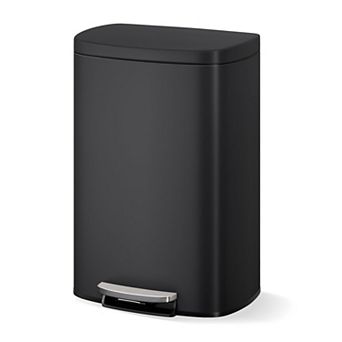 13 Gal Kitchen Trash Can with Lid, Rust Proof Garbage Can, Step-on Trash Bin with Soft Close Lid