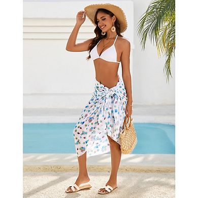 Women’s Three-Piece Bikini Swimsuit Set with Extended Wrap Skirt