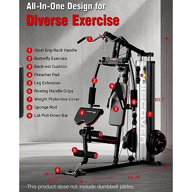 HARISON All-in-One Home Gym System,Rowing Function & Adjustable Weight Bench (HRK-G11511)