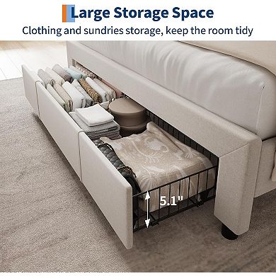 Bed Frame with Storage Drawer Charging Station