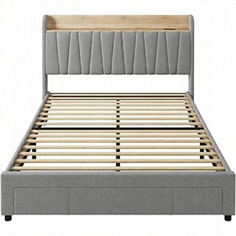 Bed Frame with Storage Drawer Charging Station