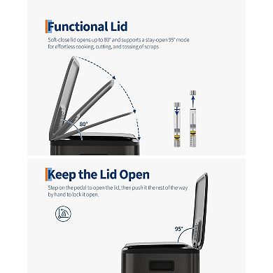 Double Trash Can with Lid, Large Dual Trash and Recycle Bin Combo, Step-on Garbage Cans