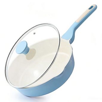 Nonstick Deep Frying Pan Saute With Lid Stay-cool Handle Stone Cookware Induction Compatible