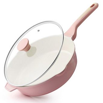 Nonstick Deep Frying Pan Saute With Lid Stay-cool Handle Stone Cookware Induction Compatible