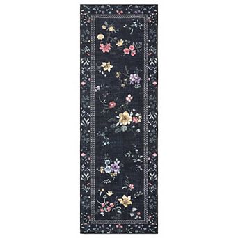 Floral Washable Rugs Ultra Thin Soft Non Slip Ultra Table Carpet for Living Room Office