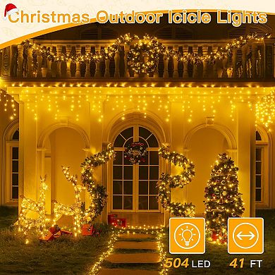 Ollny 504 LED 41ft Warm White Icicle Lights