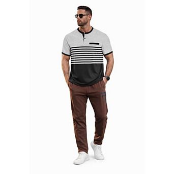Men Relaxed Fit Summer Henley Tee