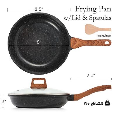 Ceramic Nonstick Frying Pan with Lid Egg Omelette Pan All Stovetops PTFE PFOA Free