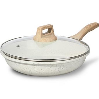 Ceramic Nonstick Frying Pan with Lid Egg Omelette Pan All Stovetops PTFE PFOA Free