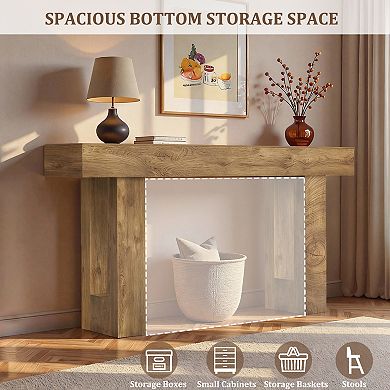 KWPZQEB Classic Retro Console Table for Entryway, Natural Wood