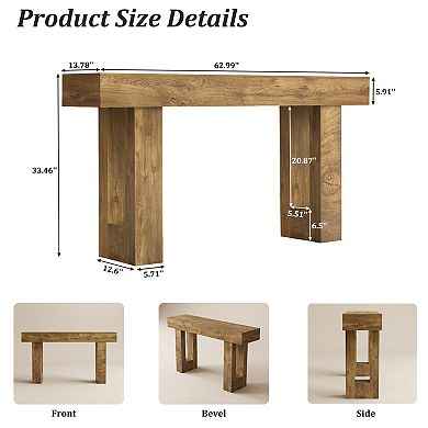 KWPZQEB Classic Retro Console Table for Entryway, Natural Wood