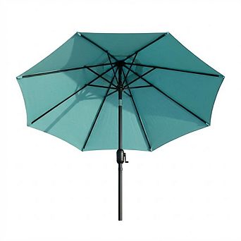 10 ft Outdoor Patio Umbrella 8 Sturdy Ribs Outdoor Table Umbrella with Crank Lift & Push Button Tilt