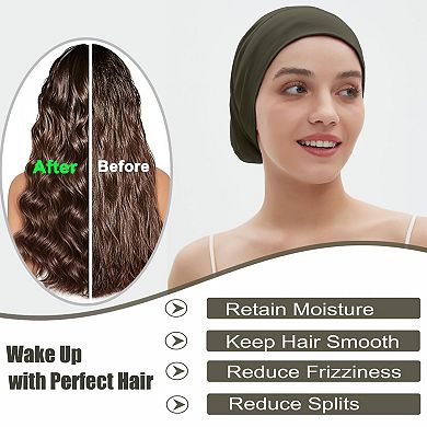 Sleep Cap Ice Silk Lined Adjustable Hair Bonnet Curly Braids Beanie Hat