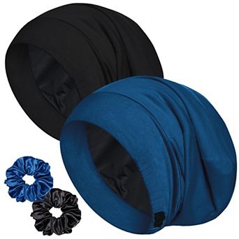 Sleep Cap Ice Silk Lined Adjustable Hair Bonnet Curly Braids Beanie Hat