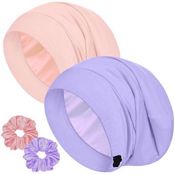 Sleep Cap Ice Silk Lined Adjustable Hair Bonnet Curly Braids Beanie Hat