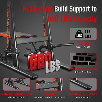 HARISON Multifunction Power Tower with Bench, Pull Up Bar Dip Station for Home Gym (HRK-408)