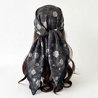 Women's Floral Large Square Scarf Lightweight Head Neck Hair Wrap Shawl 35 Inch