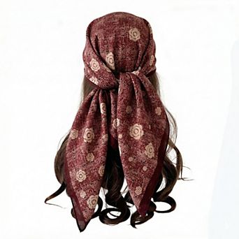 Women's Floral Large Square Scarf Lightweight Head Neck Hair Wrap Shawl 35 Inch