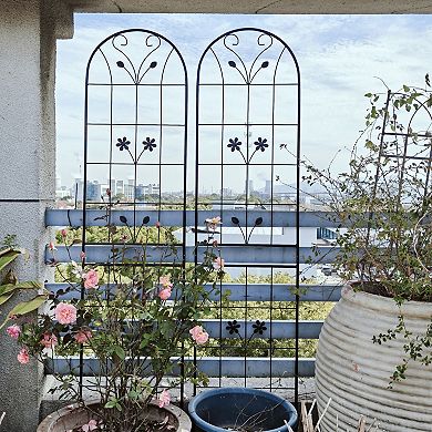 WOW PIONEER Tall Metal Climbing Plant Support Trellis Panel Set of Four