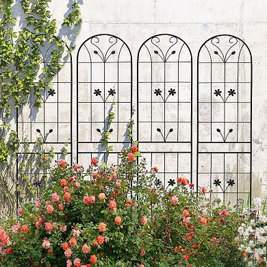 WOW PIONEER Tall Metal Climbing Plant Support Trellis Panel Set of Four