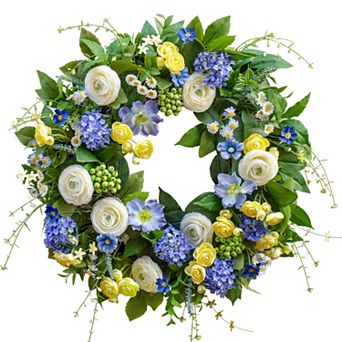 24" Spring Artificial Wreath Indoor Outdoor Decor