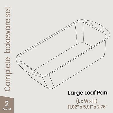Nonstick Carbon Steel Loaf Pan Set, 10.2” & 11” Bread Baking Pans, Oven Safe 450°F, Pack of 2