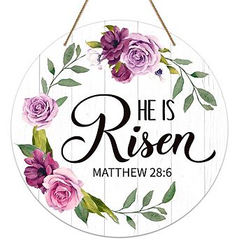 He is Risen Wooden Easter Door Sign Religious Hanging Decor Durable Reusable