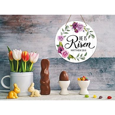He is Risen Wooden Easter Door Sign Religious Hanging Decor Durable Reusable