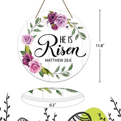 He is Risen Wooden Easter Door Sign Religious Hanging Decor Durable Reusable