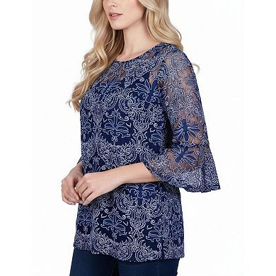 3/4 Sleeve Burnout Top With Matching Camisole