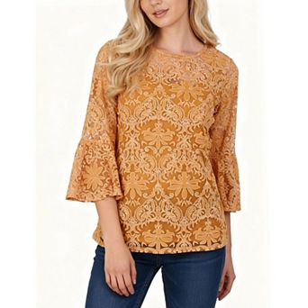 3/4 Sleeve Burnout Top With Matching Camisole