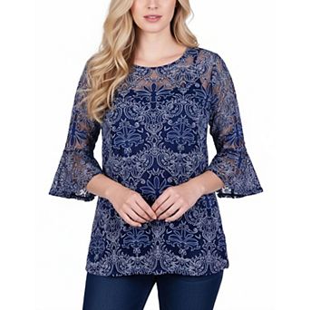 3/4 Sleeve Burnout Top With Matching Camisole