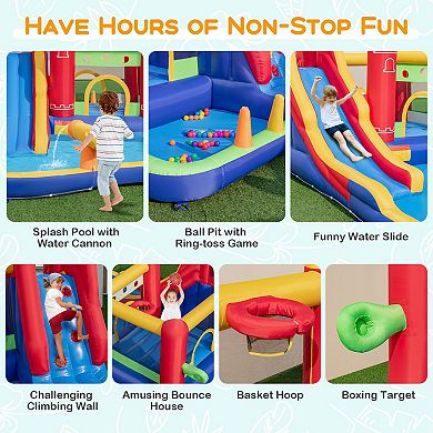 9 in 1 Inflatable Bounce House with Water Slide and Pool Includes 735W Blower