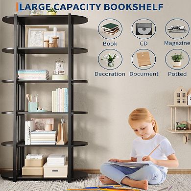 6 Tier Industrial Bookshelf, Free Standing Storage Shelving Unit for Home, Office