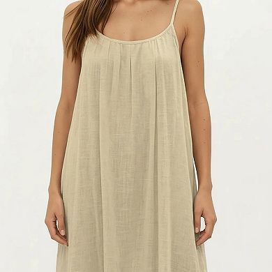 Women's Sleeveless Spaghetti Strap Maxi Dress with Flowing Relaxed Silhouette Lightweight Fabric