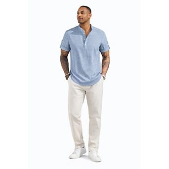 Men Linen Short Sleeve Casual Top