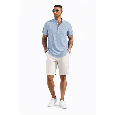 Men Linen Short Sleeve Casual Top