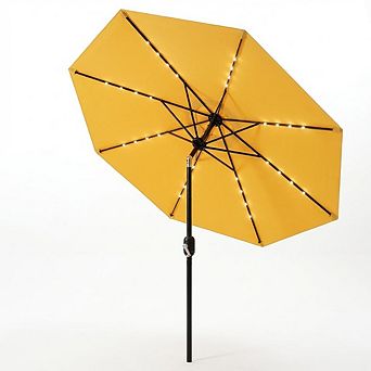 9FT Patio Umbrella with Solar Lights,Outdoor Table Umbrella with 8 Durable Ribs,Tilt,Crank Mechanism